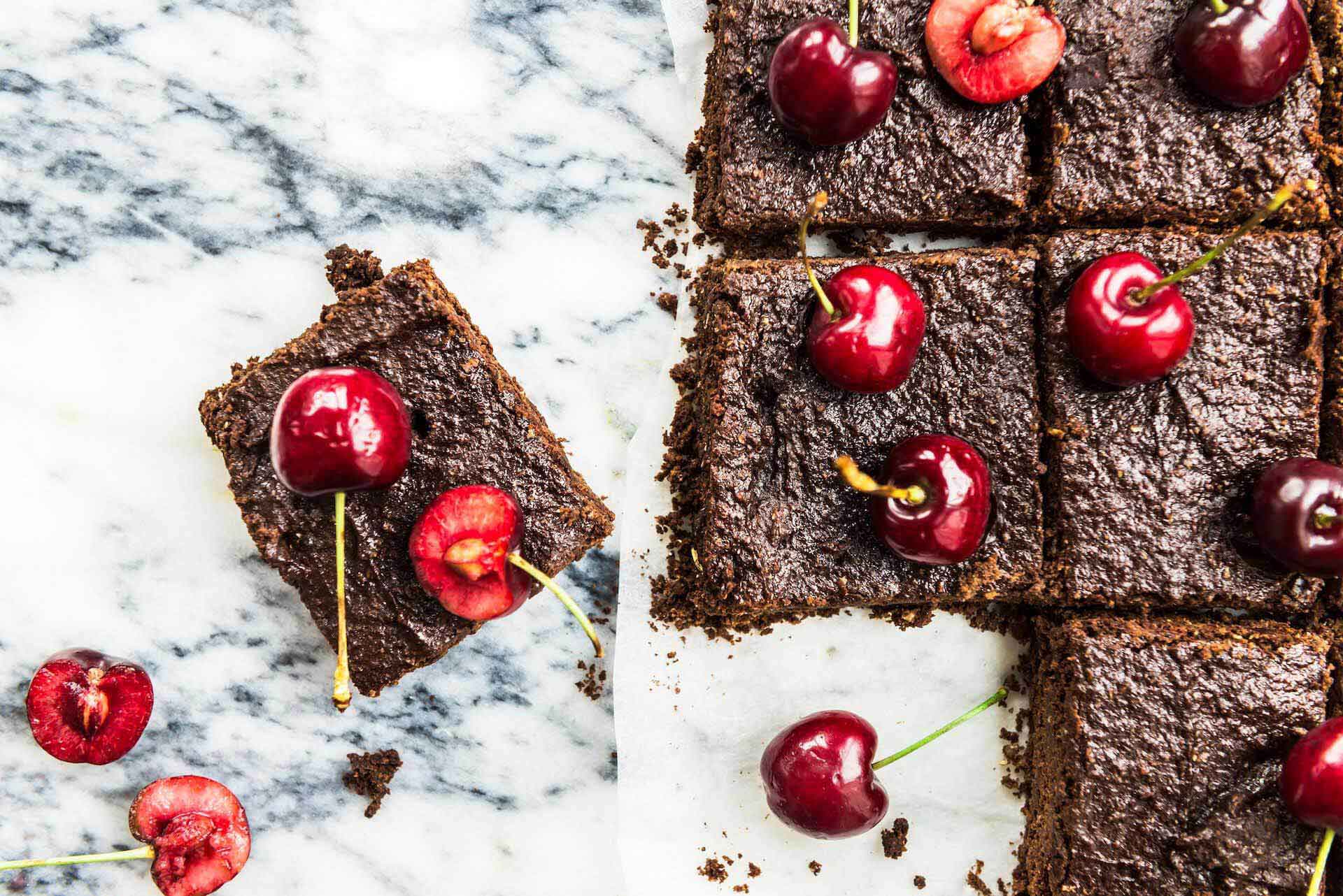 Double Chocolate Brownies With Cherries